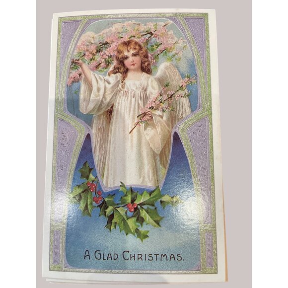Vintage Victorian Christmas & New Year Postcards Set Girls Boys Santa Angels - Picture 5 of 12